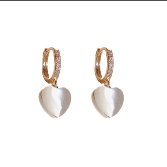 Summer unique Cat Eye Stone Heart Earnings, vintage French-style fashion - Picture 5 of 6